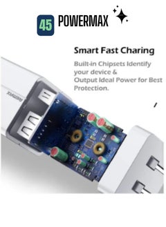 PowerMax Black, Ultra-Compact 45W Efficient Charger - 3 Ports (Dual USB-C & Quick Charge 3.0), Efficient Charging for 2 Devices, Travel-Friendly, Adaptive Protection  - Image 3