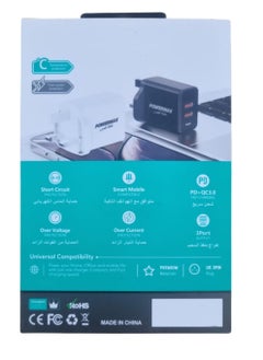 PowerMax Black, Ultra-Compact 45W Efficient Charger - 3 Ports (Dual USB-C & Quick Charge 3.0), Efficient Charging for 2 Devices, Travel-Friendly, Adaptive Protection  - Image 2