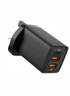 PowerMax Black, Ultra-Compact 45W Efficient Charger - 3 Ports (Dual USB-C & Quick Charge 3.0), Efficient Charging for 2 Devices, Travel-Friendly, Adaptive Protection  - Image 1