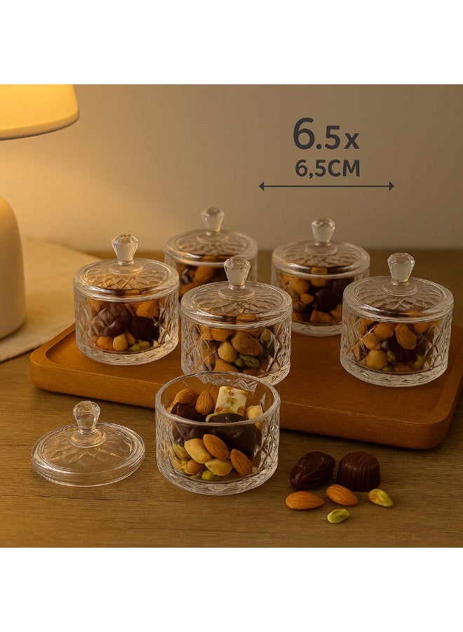 Alhomaidhi A set of 6 glass bowls for serving sweets, nuts, dates, and all other presentations and occasions. - Image 1