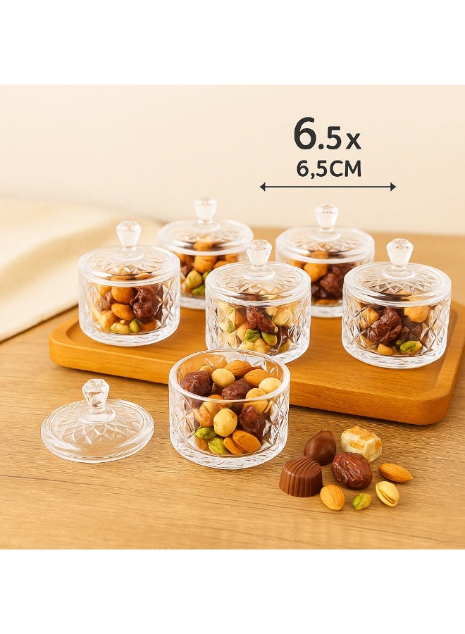 Alhomaidhi A set of 6 glass bowls for serving sweets, nuts, dates, and all other presentations and occasions. - Image 5