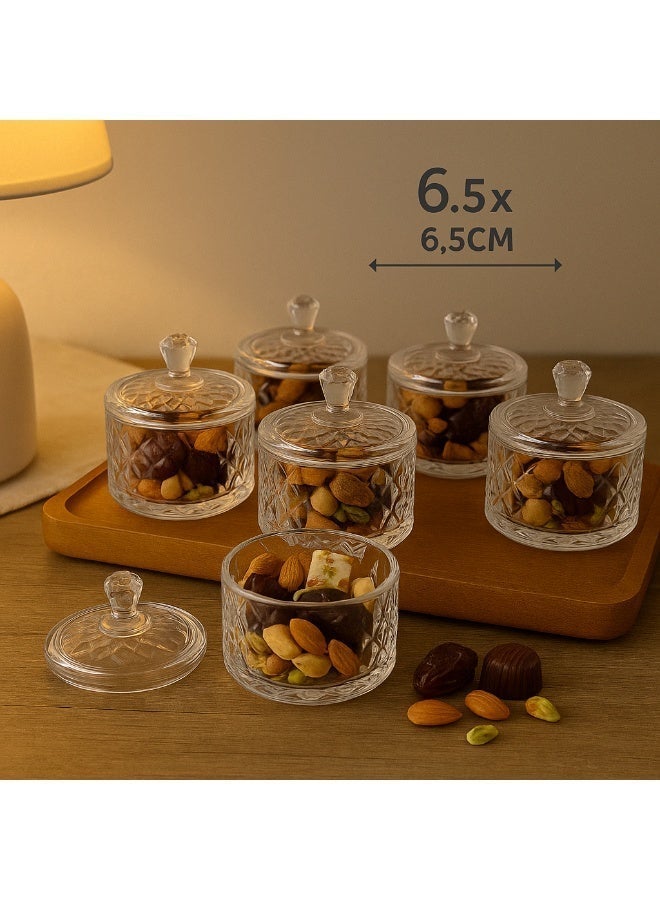 Alhomaidhi A set of 6 glass bowls for serving sweets, nuts, dates, and all other presentations and occasions. - Image 1