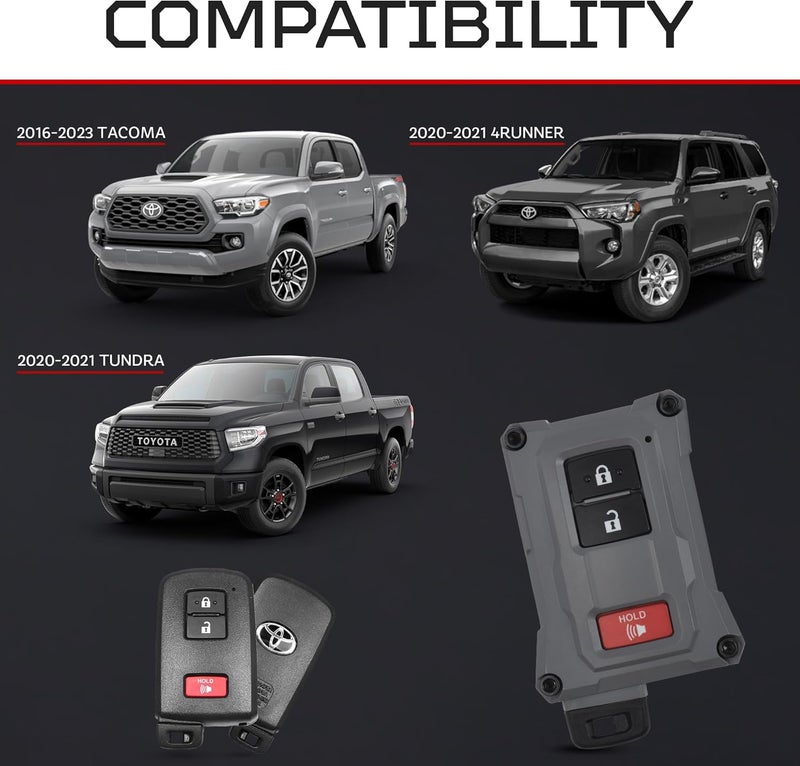 AJT DESIGN Replacement Key Fob Case for Toyota Tacoma, Tundra, 4Runner V1.5 - Cement - Image 2