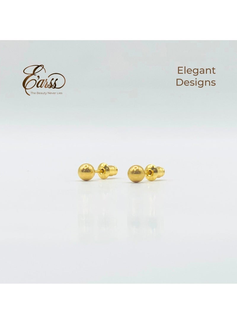 Earss 4 Mm Ball Gold Stud | Stainless Steel | 18K Gold Plated - Image 4