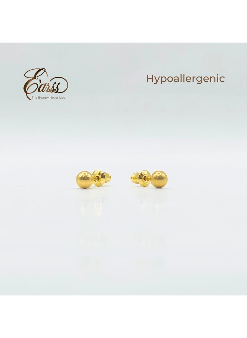 Earss 4 Mm Ball Gold Stud | Stainless Steel | 18K Gold Plated  - Image 3