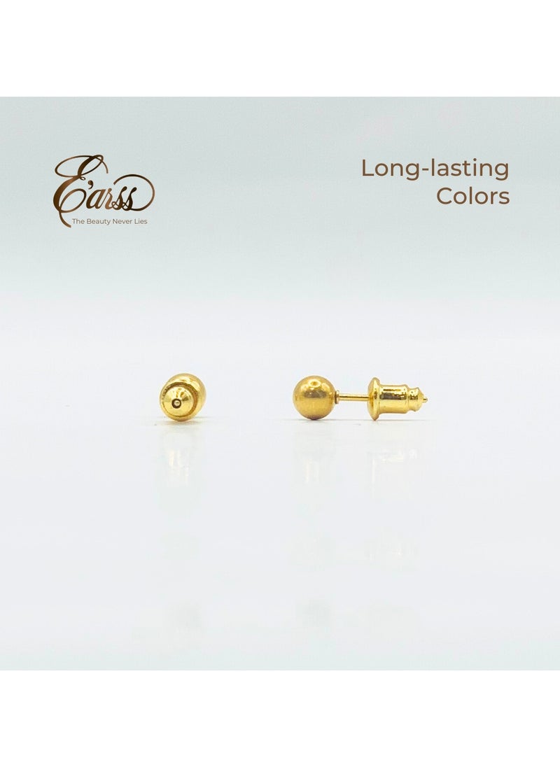 Earss 4 Mm Ball Gold Stud | Stainless Steel | 18K Gold Plated  - Image 4