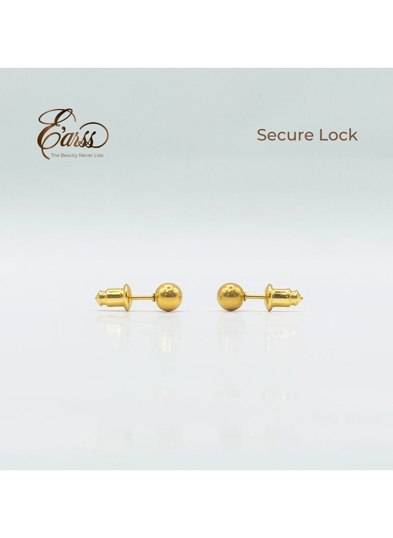 Earss 4 Mm Ball Gold Stud | Stainless Steel | 18K Gold Plated  - Image 5