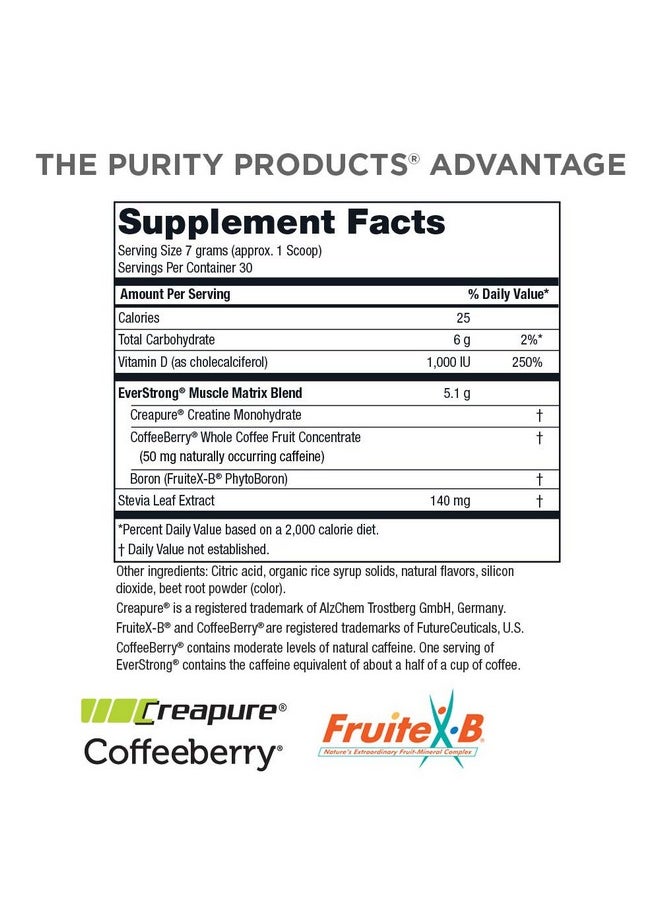 Everstrong Powder From Muscle Matrix Blend Creapure Creatine Boron (Fruitexb Phytoboron) Coffeeberry Extract Boosted With 1000 Iu Vitamin D Berry Burst (210 G)