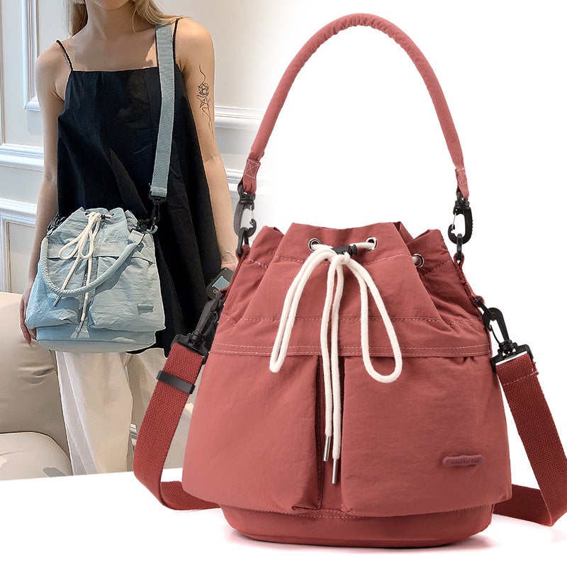 Colorful Fox Korean Niche Design Women'S Nylon Cloth Shoulder Crossbody Handbag Commuter Bucket Bag - Image 2
