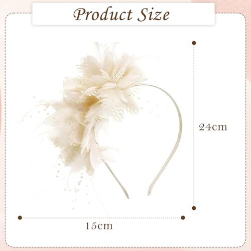 TecoKart® Retro Hair Tiara for Women with Feathers and Flower Lightweight & Elegant Design | Comfortable Fit for Cocktail Party, Wedding, Tea Party - Image 2