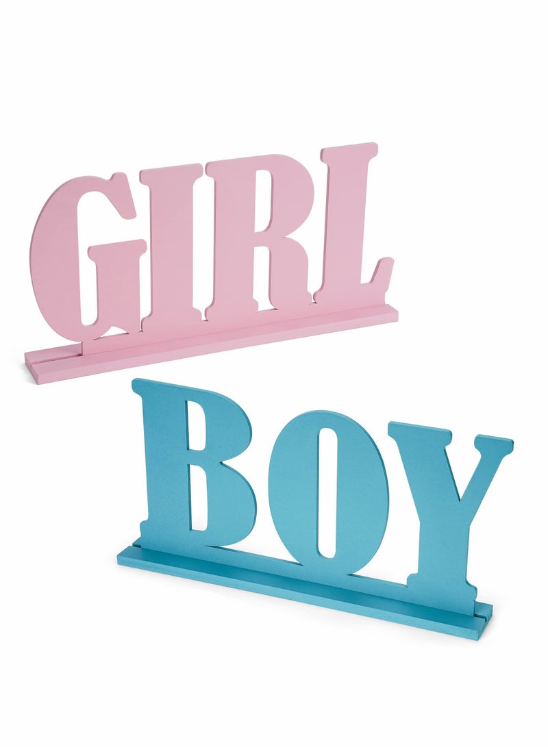 Excefore Gender Reveal Decorations, Boy or girl Wooden Blue and Pink Letter Sign, Boy Girl Wooden Table Decorations - Image 1