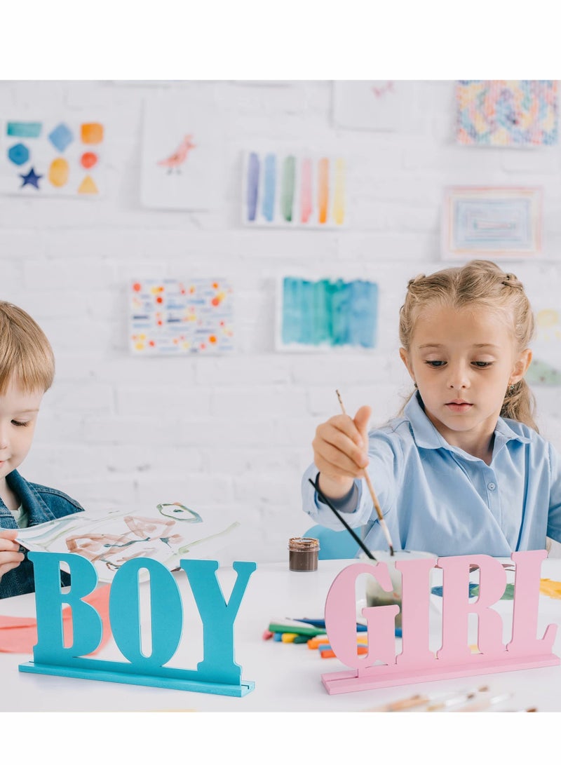 Excefore Gender Reveal Decorations, Boy or girl Wooden Blue and Pink Letter Sign, Boy Girl Wooden Table Decorations - Image 5
