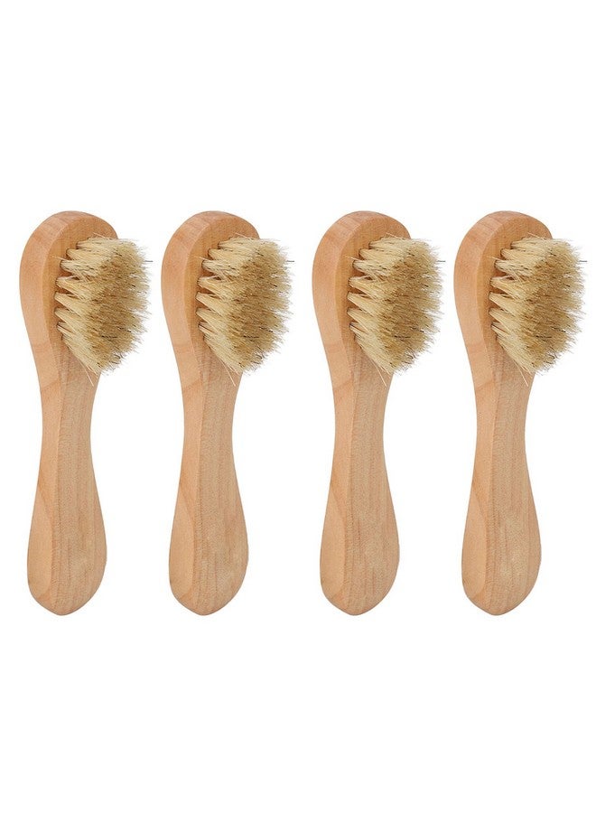 ZJchao 4Pcs Facial Cleansing Brush Deep Peeling Exfoliator Face & Body Brushgrass Wood Handle With Boar Bristles For Daily Cleansing Smooth Radiant Skin Lymphatic Drainage - Image 1