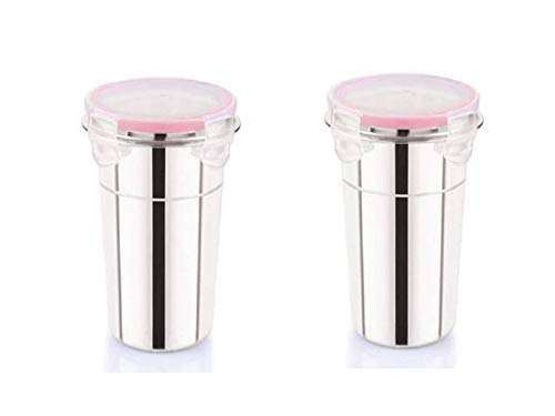 INVOSS Stainless Steel Tumbler for Traveling Tiffin for Coffee Tea Beer Milk Lassi Butter Milk Glass Tumbler with Airtight Cap Set 600ml - Image 1
