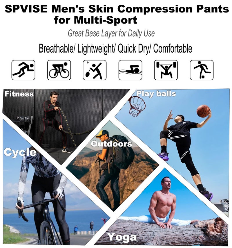 SPVISE Men's Cool Dry Compression Pants Athletic Leggings with Pocket Workout Running Tights Mens Leggings for Sports Gym - Image 5