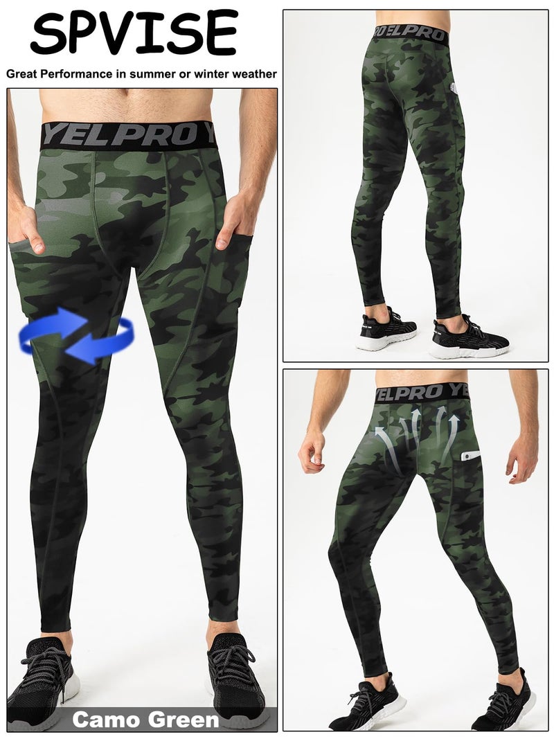 SPVISE Men's Cool Dry Compression Pants Athletic Leggings with Pocket Workout Running Tights Mens Leggings for Sports Gym - Image 3