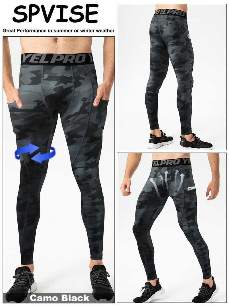 SPVISE Men's Cool Dry Compression Pants Athletic Leggings with Pocket Workout Running Tights Mens Leggings for Sports Gym - Image 2