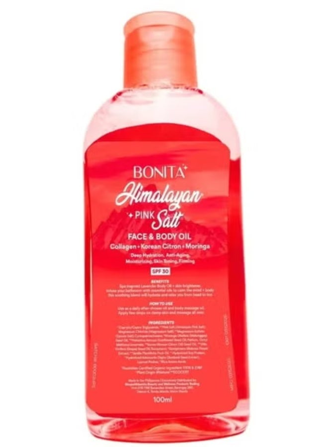 بونيتا زيت الوجه والجسم بونيتا من ملح الهيملايا الوردي (الكولاجين + الليمون الكوري + المورينجا) ترطيب عميق - مضاد للشيخوخة SPF30 100 مل - Image 1