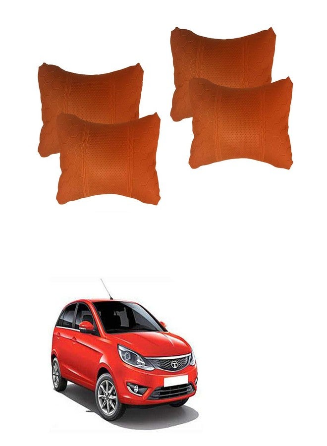 Adroitz Orange Football Design Car Neck Rest Cushion with Adjustable Straps (Pair of 2)_371 - Image 1