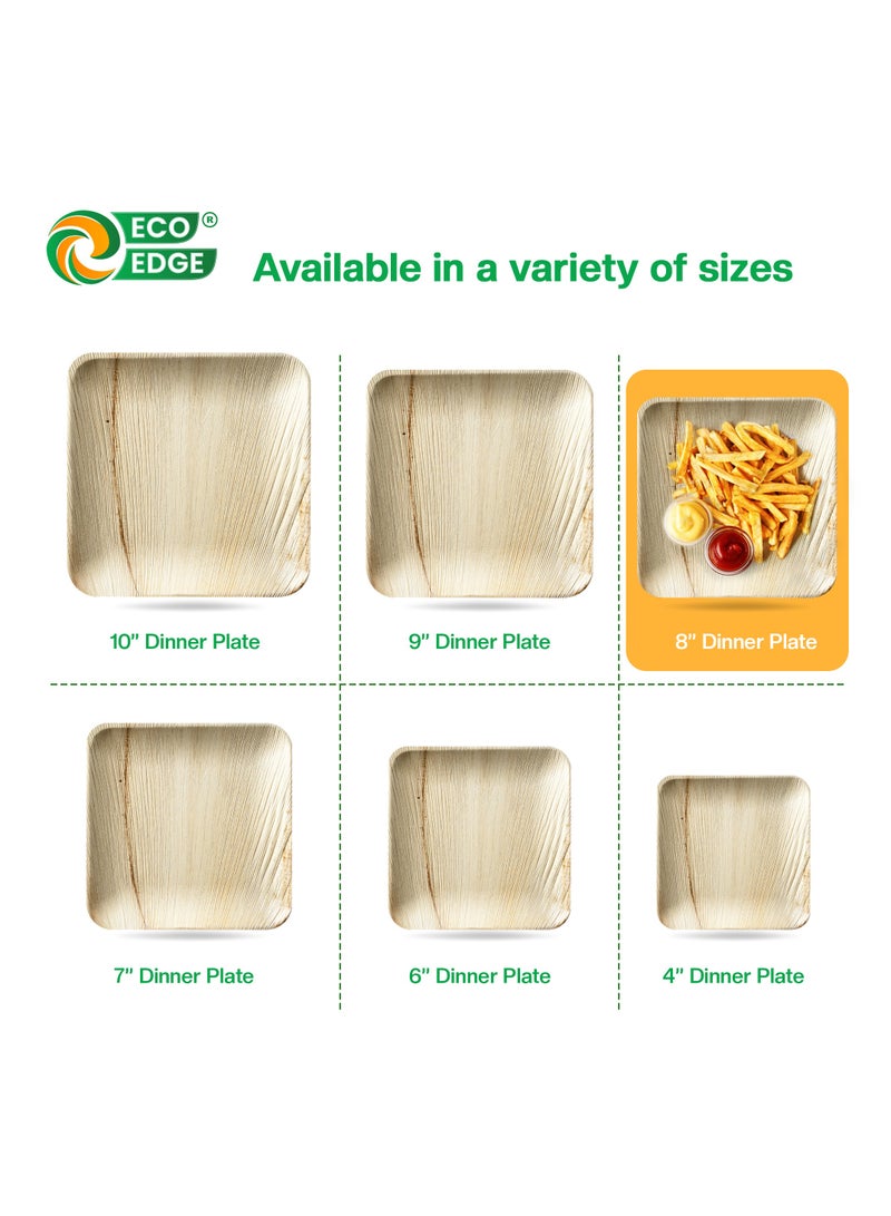 EcoEdge 8 Inch Square Areca Palm Leaf Disposable Plates (Pack of 25) | Fully Compostable, Organic, Biodegradable, Eco-Friendly and Nature-made | Disposable Plates for Snacks and Meals | 100% Sustainable - Image 5