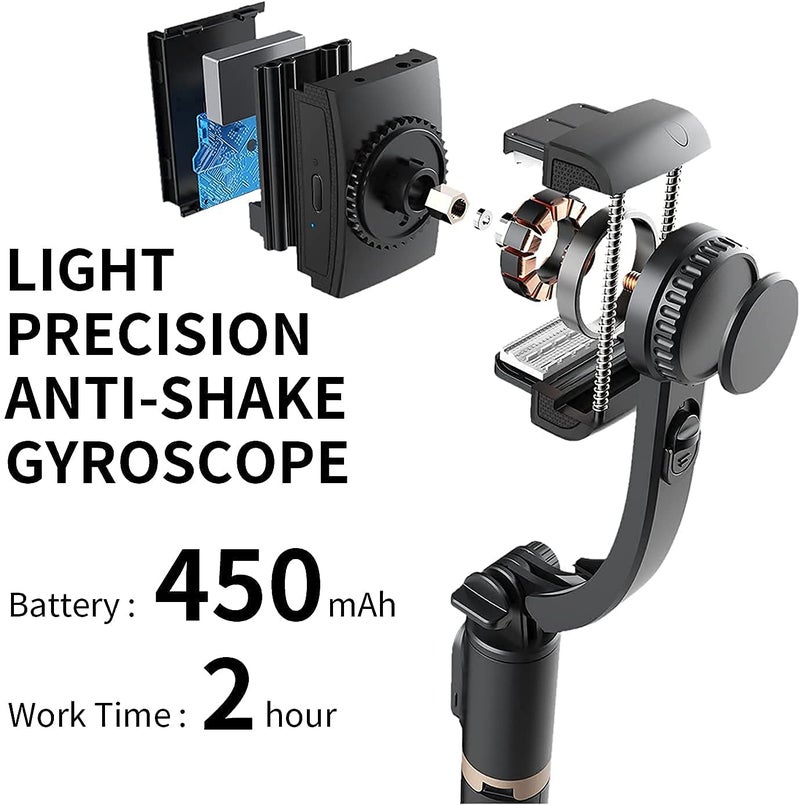 HOLD UP 1-Axis Handheld Gimbal Stabilizer for Smartphone with Extendable Bluetooth Selfie Stick and Tripod, Multifunction Remote 360 Degree Automatic Rotation, for iPhone/Android - Image 3