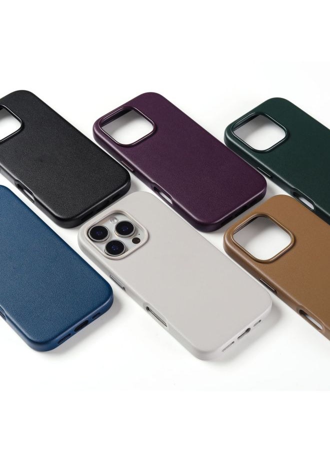 For Apple For Iphone16 Leather Mobile Phone Case Magnetic Suction 16promax All-inclusive Original Official Website Protective Case Plus-Color:Light Gray [genuine Leather Without Logo]-Applicable Models:For Iphone16promax [ai Touch Camera Button + Strong Magnetic Magsafe + Installation Animation + Original Box Packaging]
