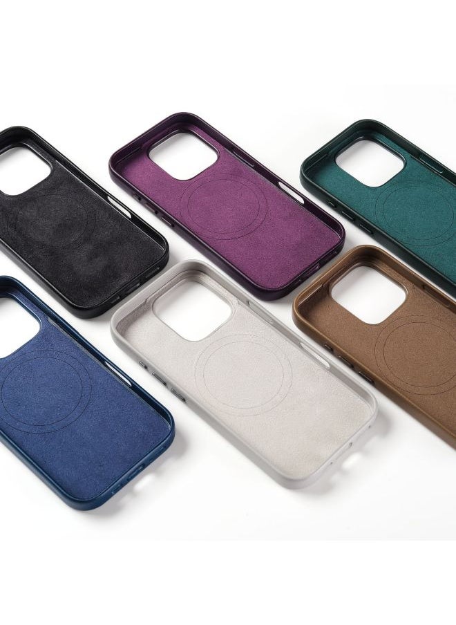 For Apple For Iphone16 Leather Mobile Phone Case Magnetic Suction 16promax All-inclusive Original Official Website Protective Case Plus-Color:Light Gray [genuine Leather Without Logo]-Applicable Models:For Iphone16promax [ai Touch Camera Button + Strong Magnetic Magsafe + Installation Animation + Original Box Packaging]