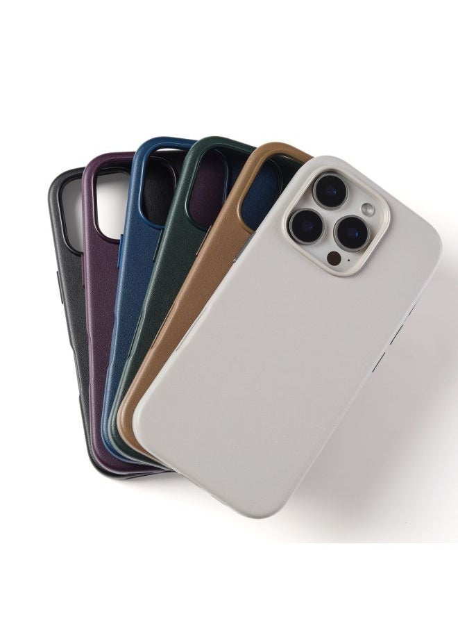 For Apple For Iphone16 Leather Mobile Phone Case Magnetic Suction 16promax All-inclusive Original Official Website Protective Case Plus-Color:Light Gray [genuine Leather Without Logo]-Applicable Models:For Iphone16promax [ai Touch Camera Button + Strong Magnetic Magsafe + Installation Animation + Original Box Packaging]