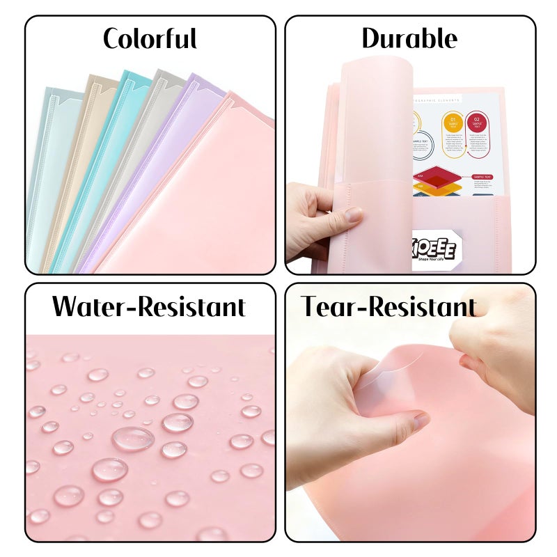KIOEEE Folders with Clear Front Pockets and 3 Prongs,6 Pack Heavy Duty Plastic Pocket Folders with Business Card Slot,Fit Letter Size Paper,Assorted Color for Home,School and Office - Image 5