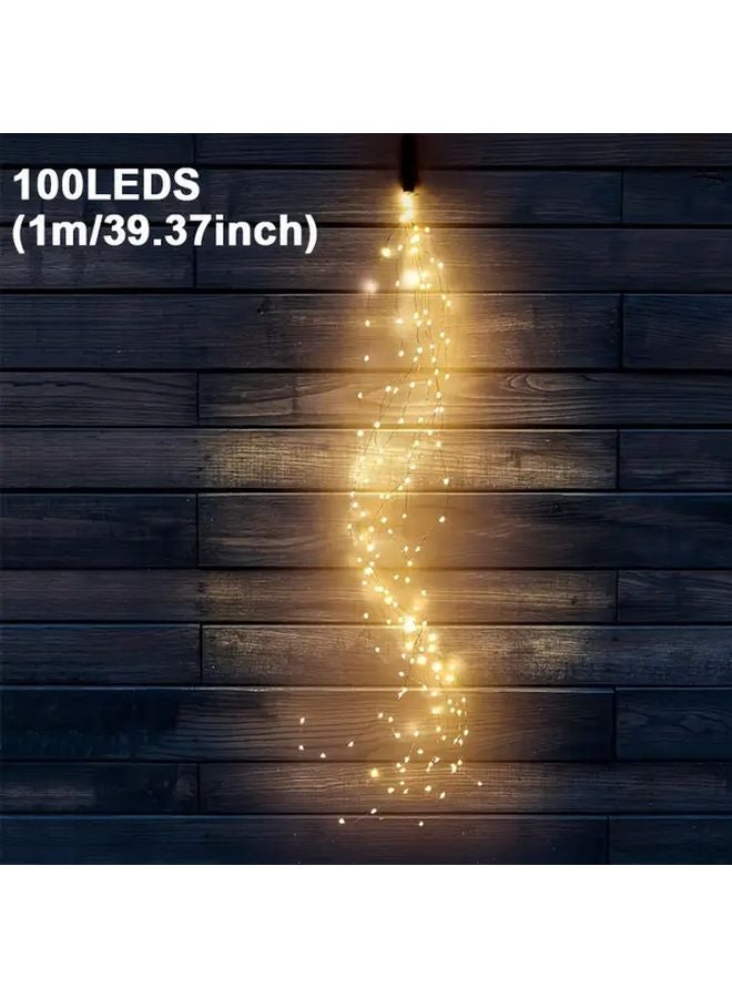 أضواء الجنّية LED العاملة بالطاقة الشمسية 100 مصباح LED ضوء دافئ 1 متر 8 أوضاع جهاز تحكم عن بعد - Image 1