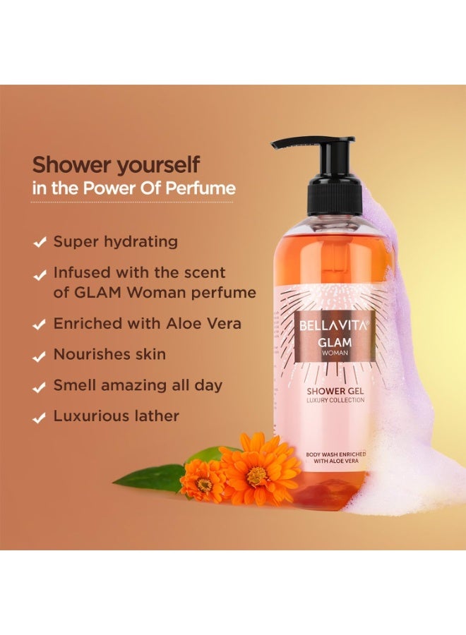 Bella Vita Luxury Glam Woman Body Wash Shower Gel for Women | 500ml | Deep Cleansing, Hydrating & Moisturising with Aloe Vera Extract | Softer, Smoother Skin | Suitable for All Skin Types - Image 5