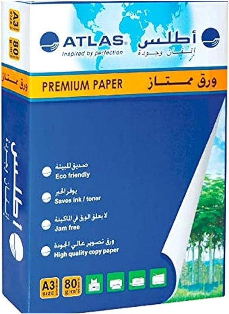 ATLAS Atlas A3 Printing Premium Paper, 5x500 Sheets, White  - Image 2
