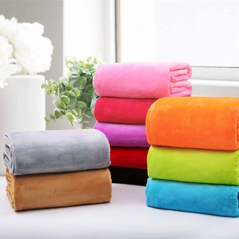 Solid Color Blanket Coral Fleece Thickened Flannel Nap Single Double Blanket Will Sell Gift Blanket - Image 3