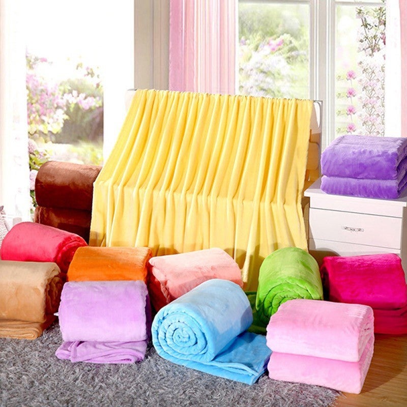 Solid Color Blanket Coral Fleece Thickened Flannel Nap Single Double Blanket Will Sell Gift Blanket - Image 5