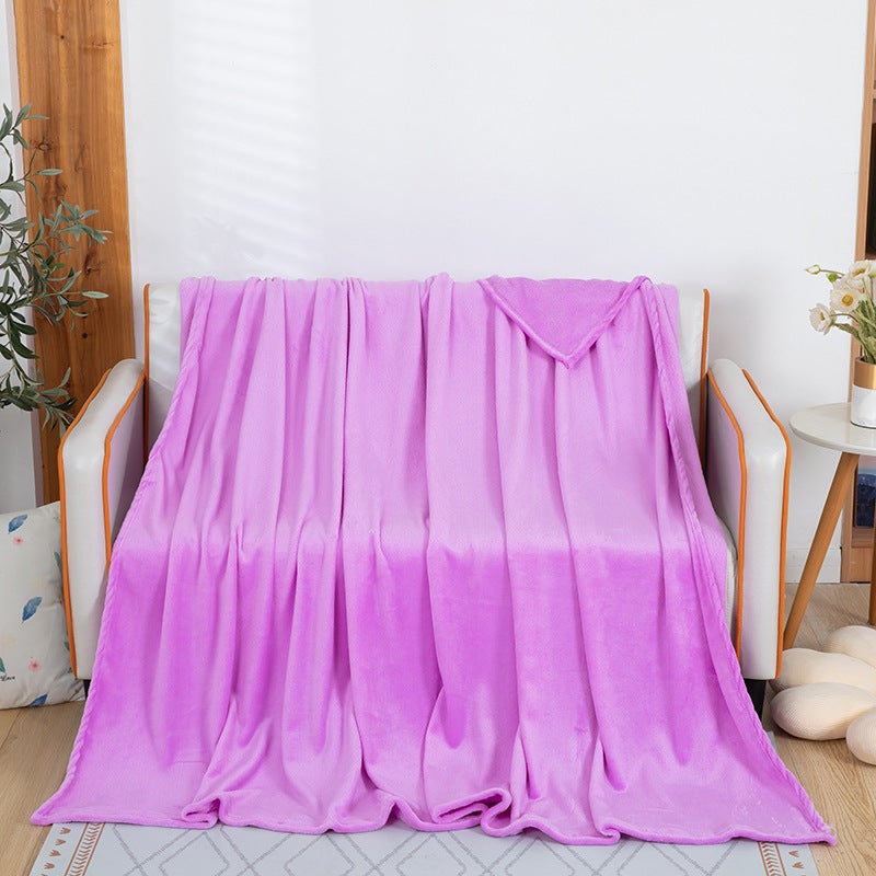 Solid Color Blanket Coral Fleece Thickened Flannel Nap Single Double Blanket Will Sell Gift Blanket - Image 1