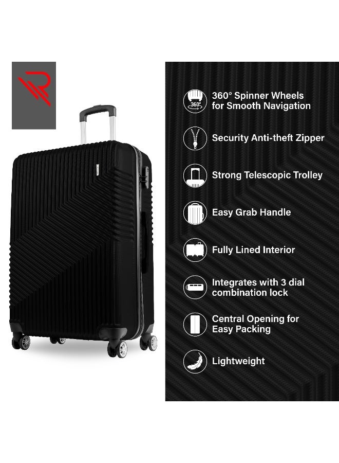 Reflection ABS Carry On Suitcase Airline Approved, Lightweight 28 Inch  Luggage- 360° Silent Wheels, ABS Hard Luggage Trolley, Spinner Wheels, Travel Luggage  (28-Inch , Black) - Image 4
