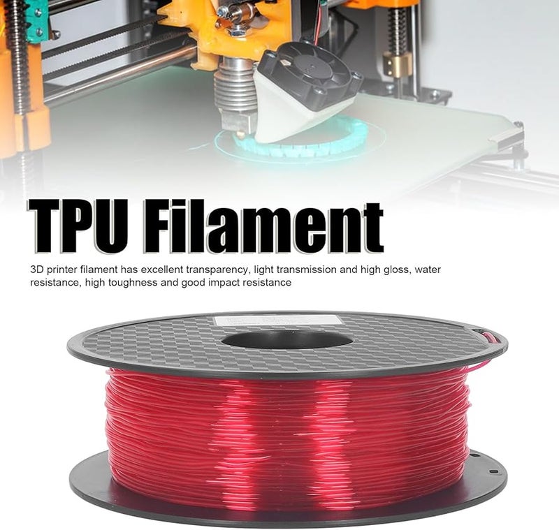 Transparent Red TPU Filament 1KG Flexible Impact Weather Resistant For 3D Printer - Image 3