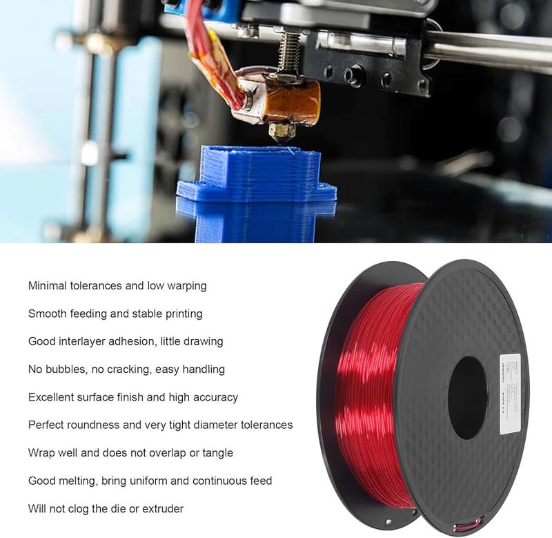 Transparent Red TPU Filament 1KG Flexible Impact Weather Resistant For 3D Printer - Image 4