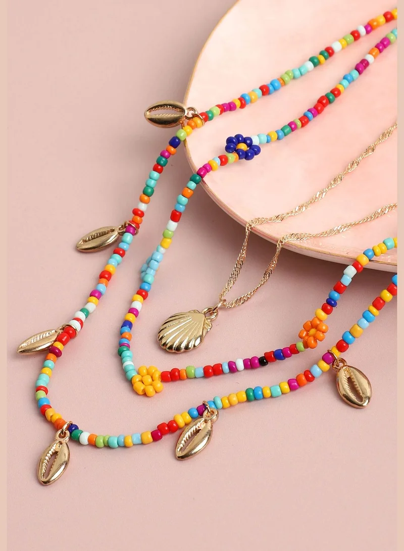 SOHI Gold Plated Beads Necklace