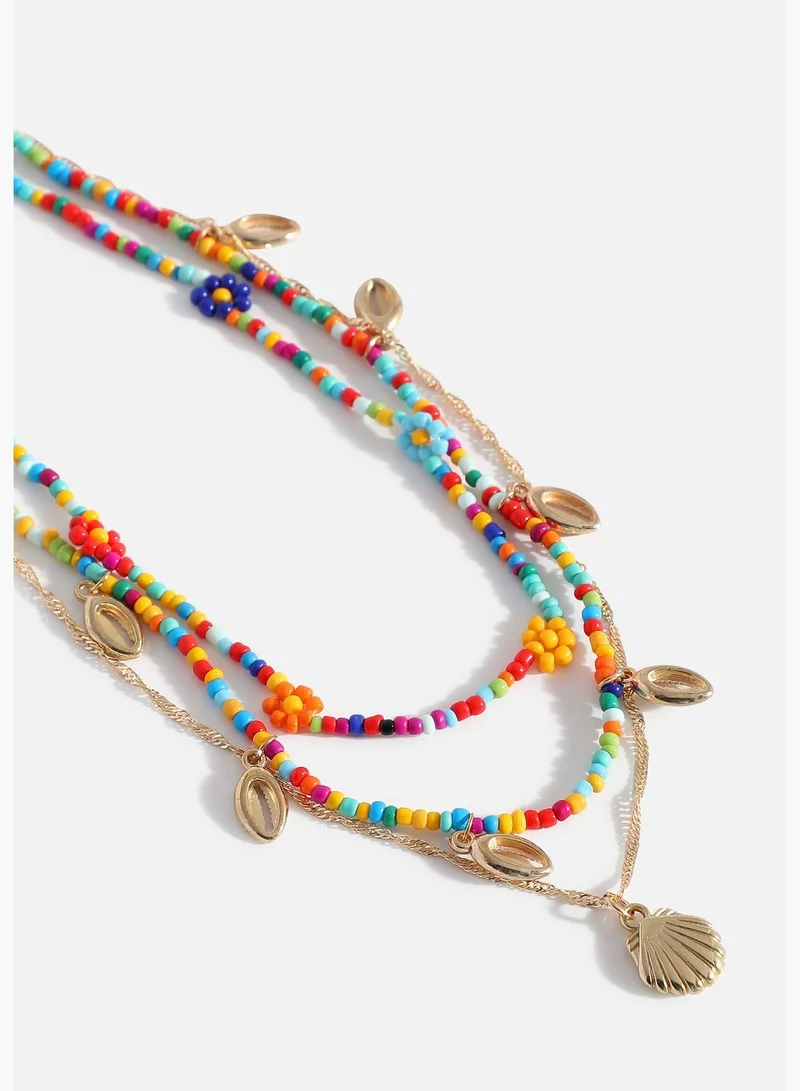 SOHI Gold Plated Beads Necklace