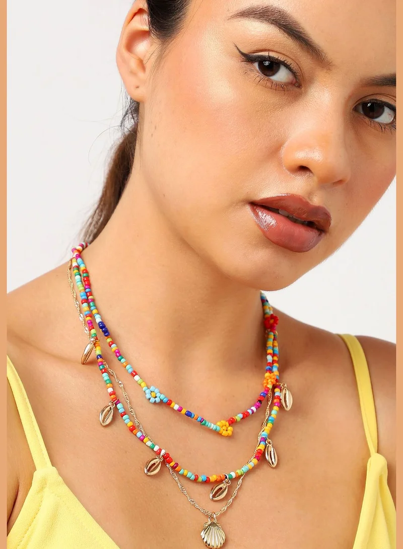 SOHI Gold Plated Beads Necklace
