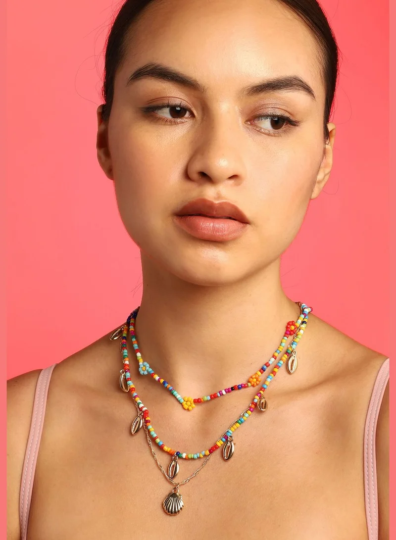 SOHI Gold Plated Beads Necklace