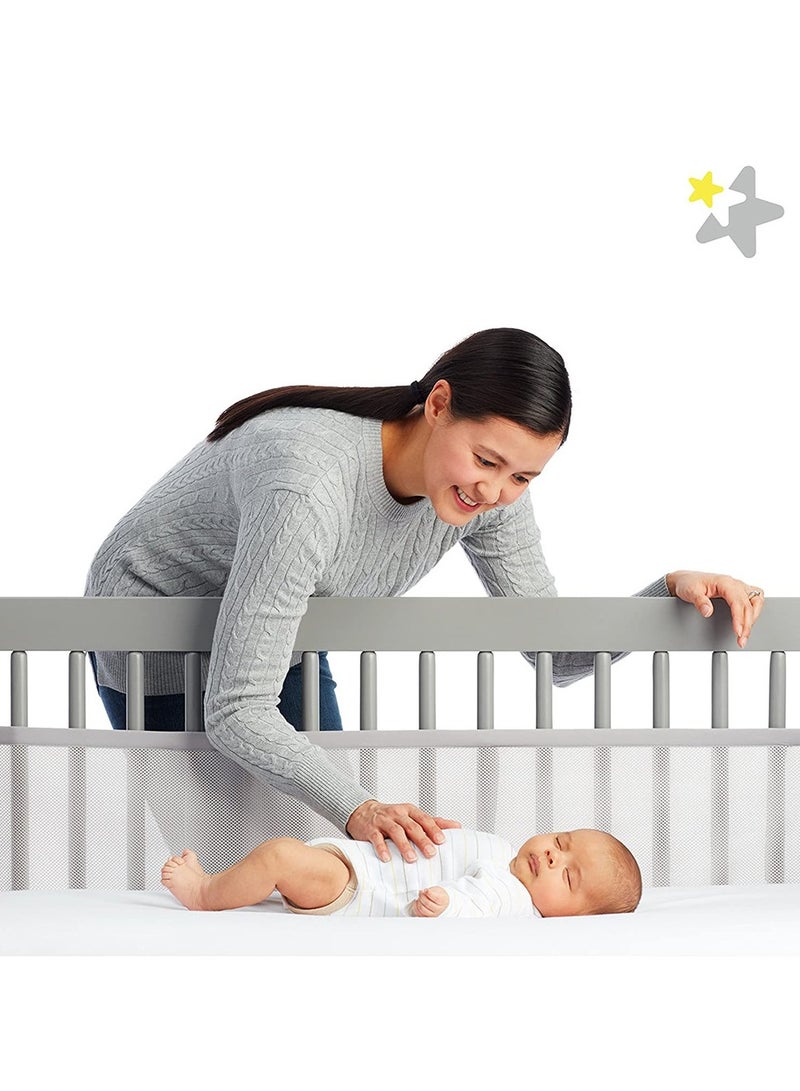 Baby Crib Bumper Set - Breathable Mesh Bedside Protector, Anti-Collision Cotton Cot Liner, Baby Bed Rail Guard, Bedside Safety Fence, 2 Pieces - 340x28cm + 160x30cm, Newborn Baby Bed Safety Protector  - Image 1