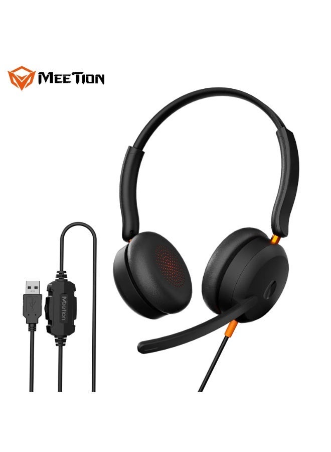 MEETION ENC USB Office Headset HP005U Plug & Play USB Connectivity 40mm Driver Flexible Microphone ENC Technology - Image 1