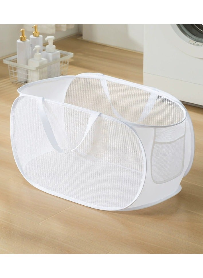 Laundry Basket Clothes Hamper, Foldable Storage Basket,Collapsible Clothes Washing Laundry Hamper,Travel Hamper,Mesh Pop Up Laundry Hamper with Carry Handle,Toy storage bag - Image 1