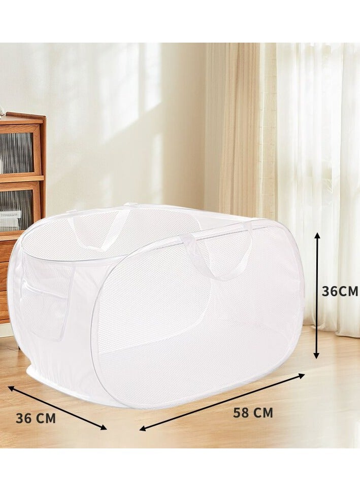 Laundry Basket Clothes Hamper, Foldable Storage Basket,Collapsible Clothes Washing Laundry Hamper,Travel Hamper,Mesh Pop Up Laundry Hamper with Carry Handle,Toy storage bag - Image 2