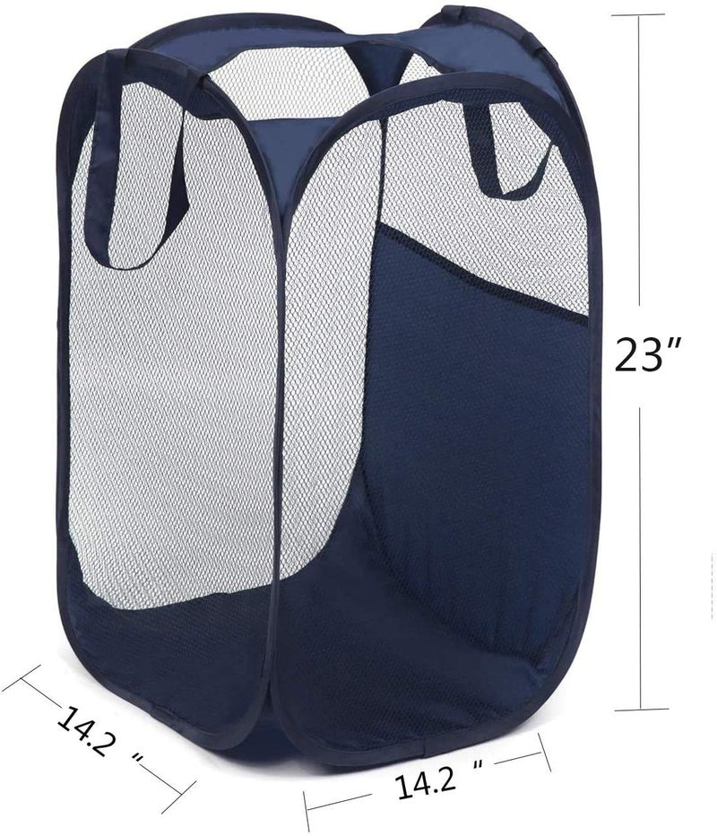 Benjunc 2 Pop-Up Laundry Hampers Foldable Mesh Laundry Baskets (Each With 2 Reinforced Handles)  Blue - Image 3