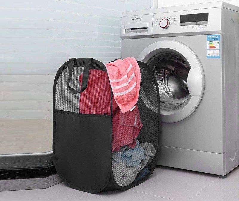 Benjunc 2 Pop-Up Laundry Hampers Foldable Mesh Laundry Baskets (Each With 2 Reinforced Handles)  Blue - Image 2