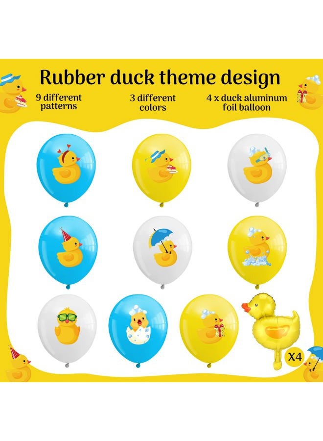 Sratte 40 Pcs Duck Balloon Rubber Duck Party Decorations 12 Inch Duck Shape Foil Balloons Blue Pink Yellow White Latex Balloon for Baby Shower Rubber Duck Themed Birthday Party Supplies (Shower) - Image 2
