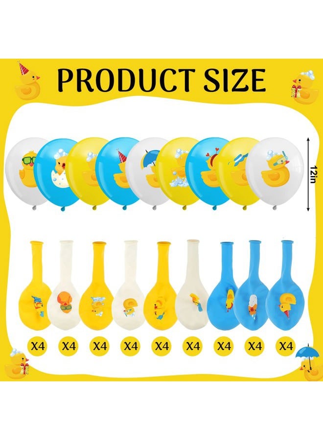 Sratte 40 Pcs Duck Balloon Rubber Duck Party Decorations 12 Inch Duck Shape Foil Balloons Blue Pink Yellow White Latex Balloon for Baby Shower Rubber Duck Themed Birthday Party Supplies (Shower) - Image 3